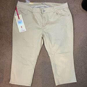 SWEET Look size 22‎ Gold tan stretch cropped skinny jean Capri pants